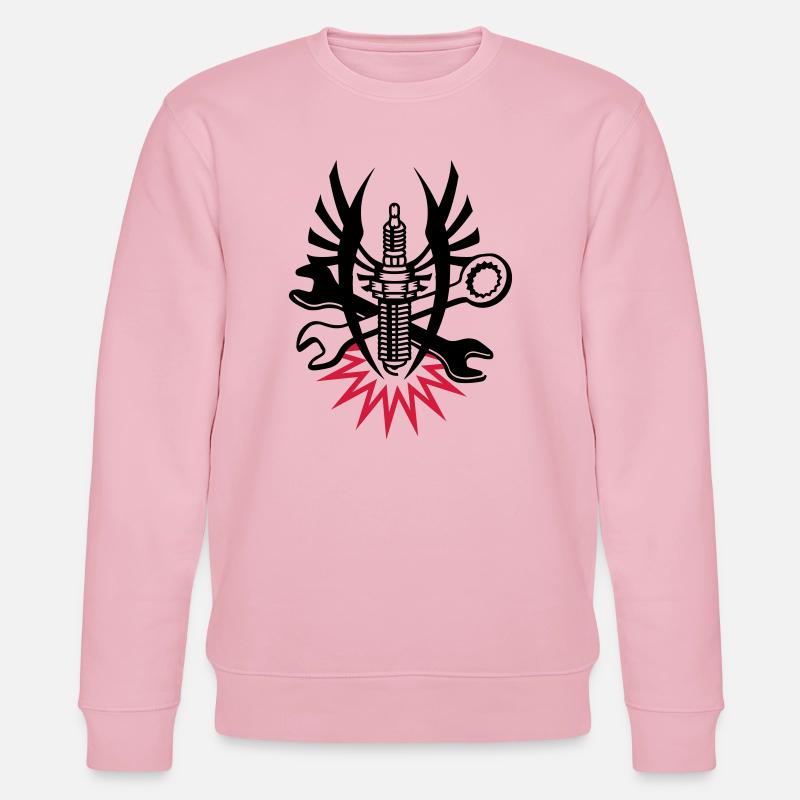 A spark plug with two wrenches - Stanley/Stella CHANGER Unisex Organic Sweatshirt - cotton pink