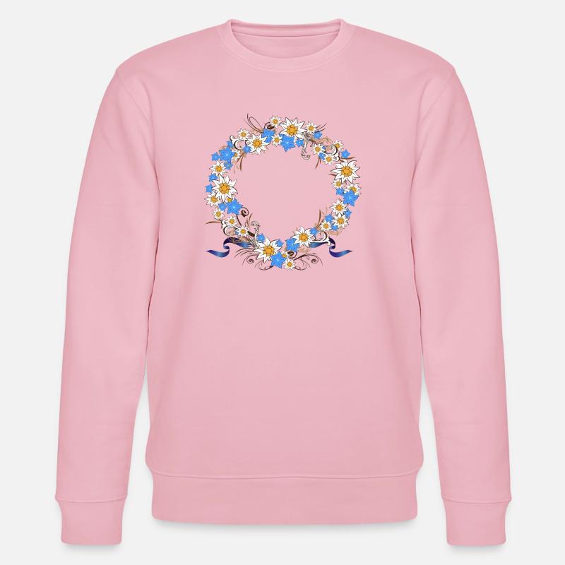 prächtiger Kranz mit Enzian und Edelweiß - Stanley/Stella Unisex Bio-Sweatshirt CHANGER  - Hellrosa