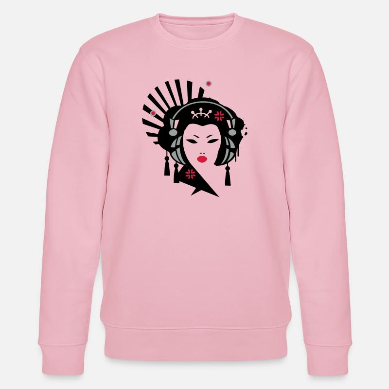 Geisha mit Kopfhörer - Stanley/Stella Unisex Bio-Sweatshirt CHANGER  - Hellrosa
