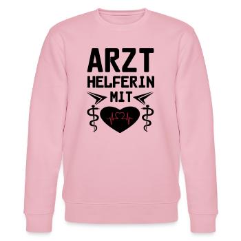 Arzthelferin mit Herz Geschenk - Stanley/Stella Unisex Bio-Sweatshirt CHANGER  - Hellrosa - Vorne - Jaron (178cm) & Liana (172cm)