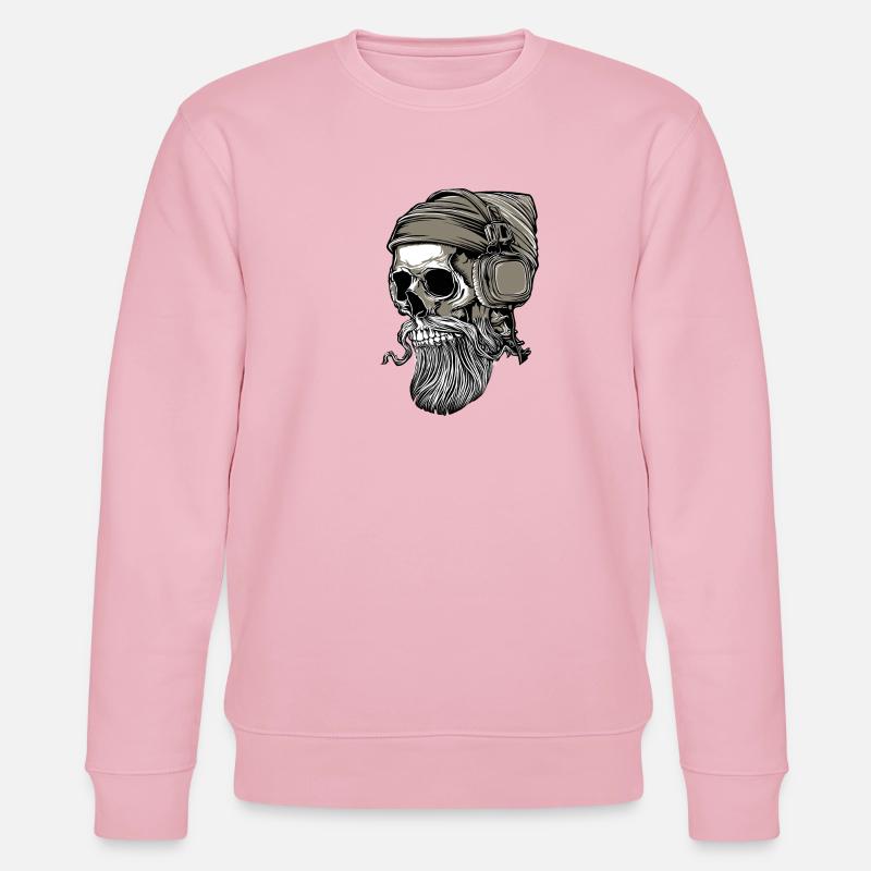 Bart Hipster Skull mit Kopfhörer - Stanley/Stella Unisex Bio-Sweatshirt CHANGER  - Hellrosa