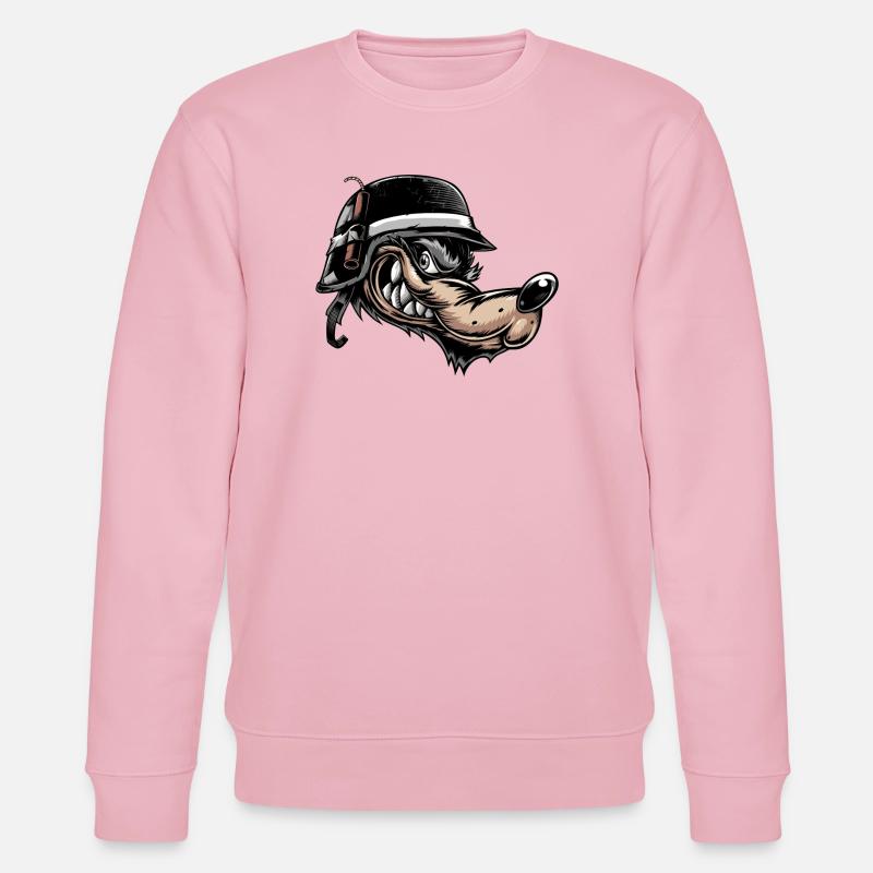 Grimmiger Comic-Wolf mit Helm - Stanley/Stella Unisex Bio-Sweatshirt CHANGER  - Hellrosa