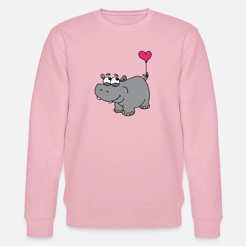 Nilpferd mit Herzballon - Stanley/Stella Unisex Bio-Sweatshirt CHANGER  - Hellrosa