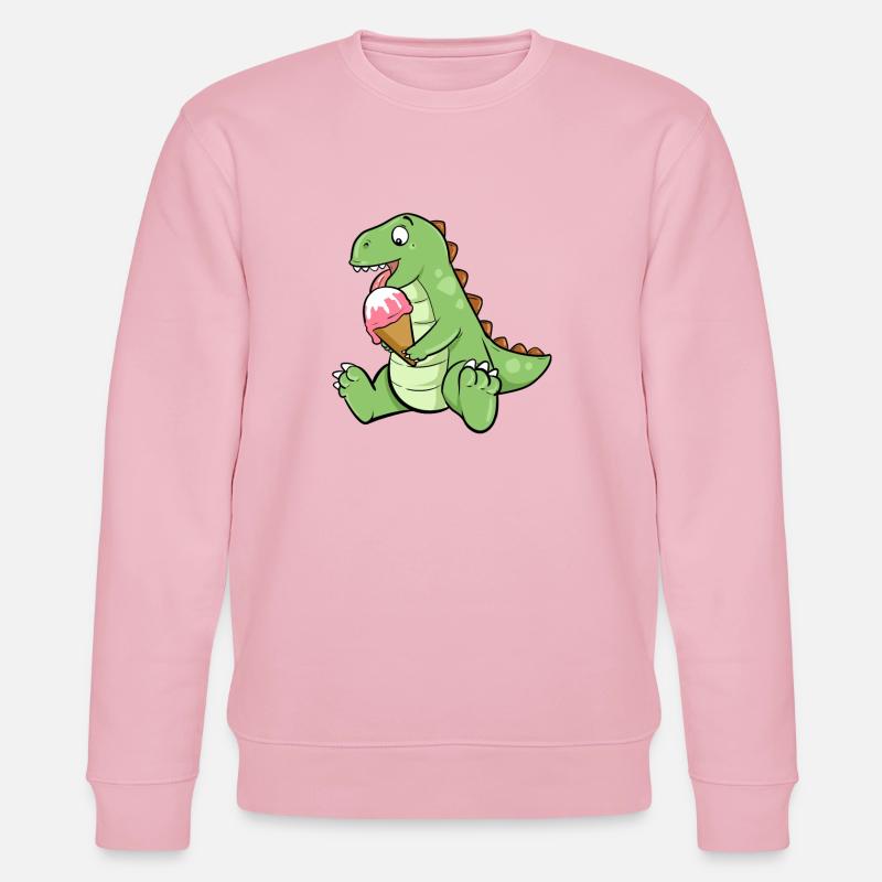 Eiscreme Dino Erdbeereis Dinosaurier T-Rex Saurier - Stanley/Stella Unisex Bio-Sweatshirt CHANGER  - Hellrosa