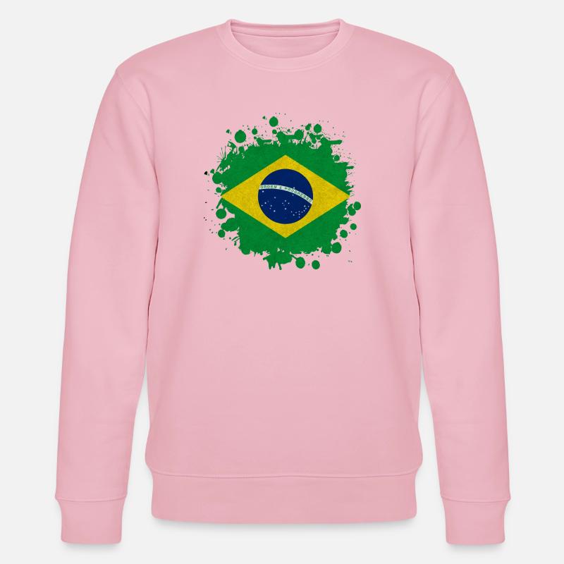 Brasilien Klecks Fleck Geschenk Flagge Südamerika - Stanley/Stella Unisex Bio-Sweatshirt CHANGER  - Hellrosa