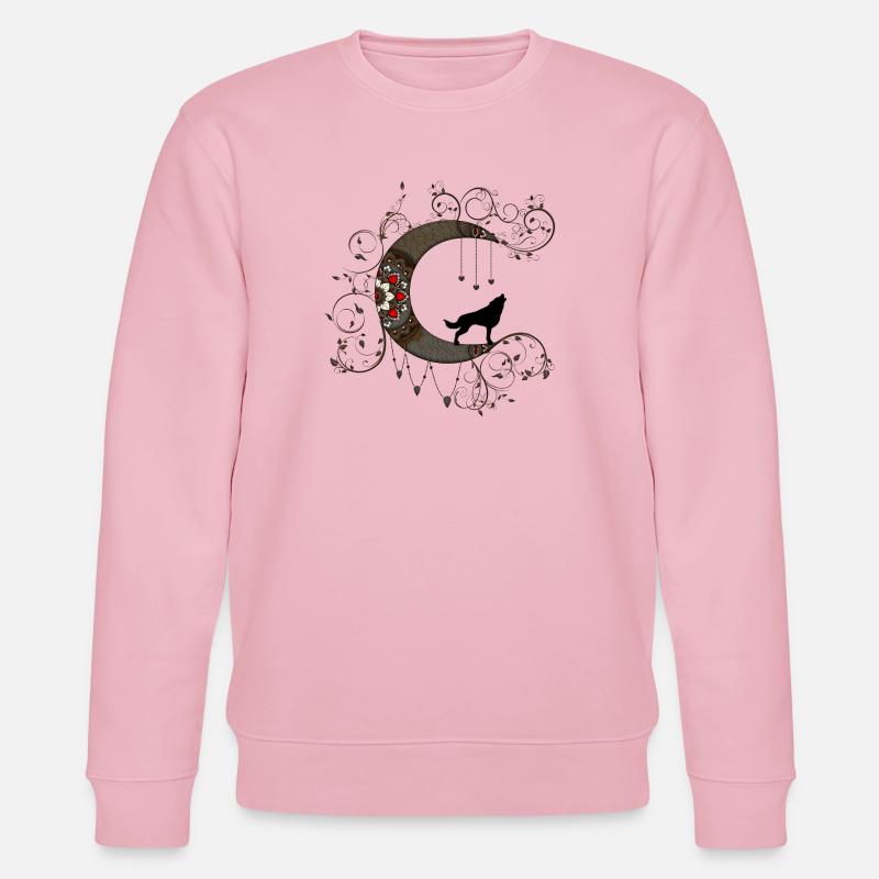 Wundervoller Mond mit Wolf - Stanley/Stella Unisex Bio-Sweatshirt CHANGER  - Hellrosa