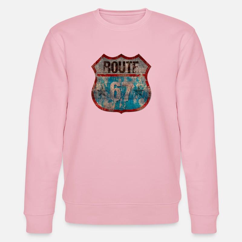Rustic Route 67 Shield Design - Stanley/Stella CHANGER Unisex Organic Sweatshirt - cotton pink