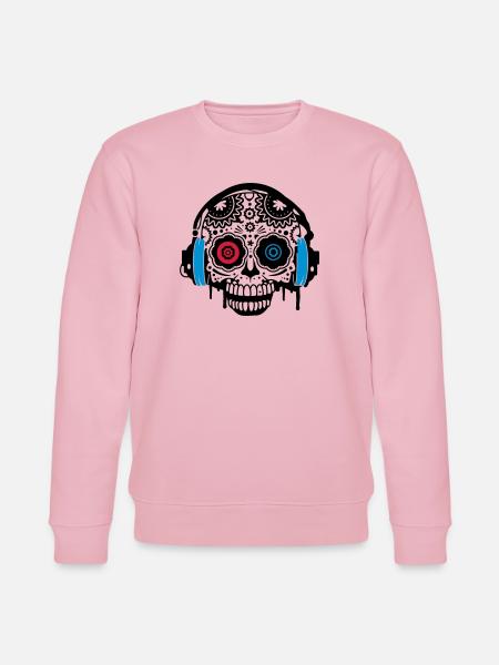 Sugar Skull mit Kopfhörer - Stanley/Stella Unisex Bio-Sweatshirt CHANGER - Hellrosa