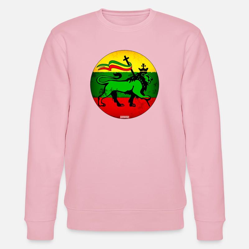 Löwe Judah Reggae Flagge - Stanley/Stella Unisex Bio-Sweatshirt CHANGER  - Hellrosa