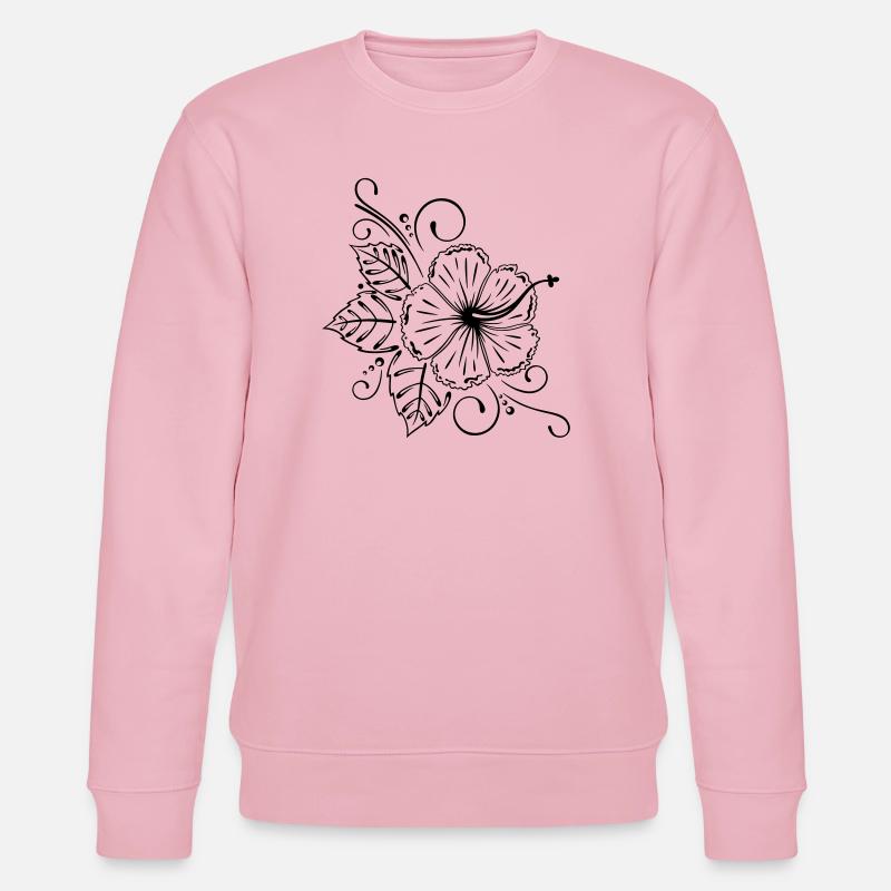 Große Hibiskus Blüte mit Blättern. - Stanley/Stella Unisex Bio-Sweatshirt CHANGER  - Hellrosa