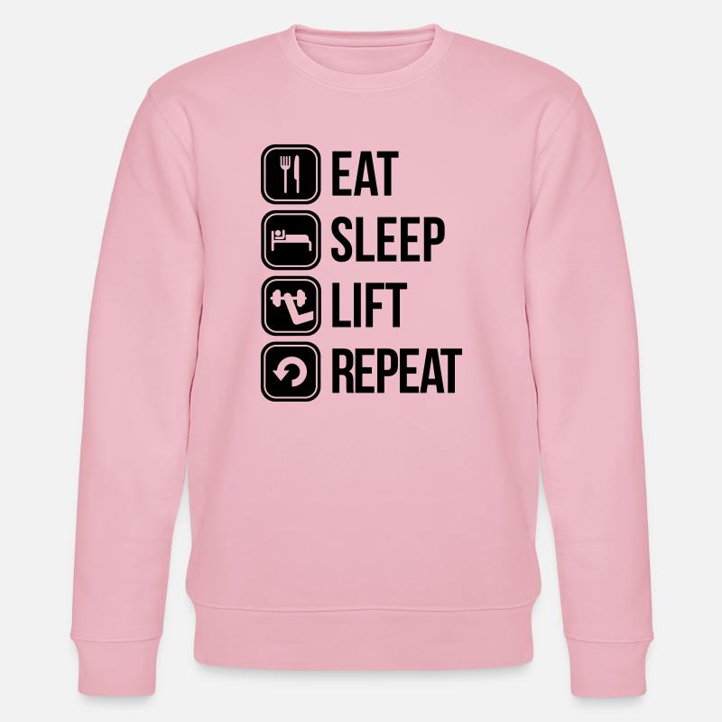 eat sleep lift repeat - Stanley/Stella Unisex Bio-Sweatshirt CHANGER  - Hellrosa