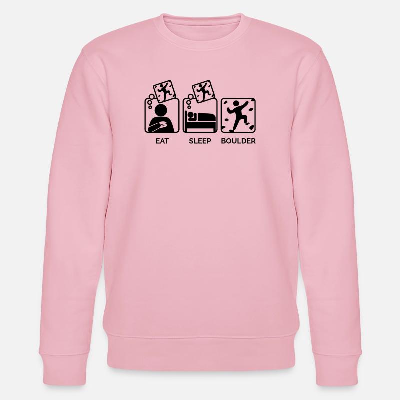 Boulder Klettern Bergsteigen Eat Sleep Spruch - Stanley/Stella Unisex Bio-Sweatshirt CHANGER  - Hellrosa