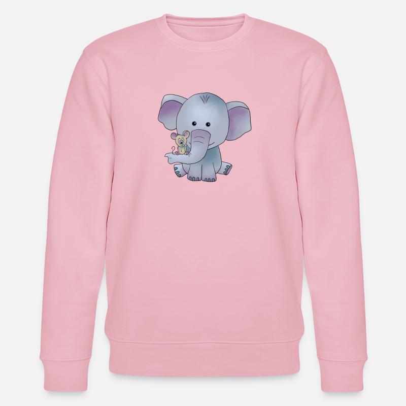 Elefant mit Maus - Stanley/Stella Unisex Bio-Sweatshirt CHANGER  - Hellrosa