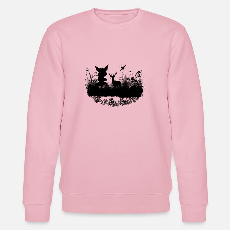 Kleine Fee mit Rotwild nachts - Stanley/Stella Unisex Bio-Sweatshirt CHANGER  - Hellrosa
