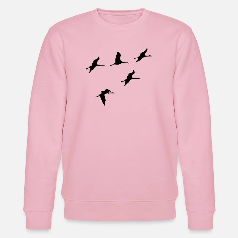 kraniche vogel reise - Stanley/Stella Unisex Bio-Sweatshirt CHANGER  - Hellrosa