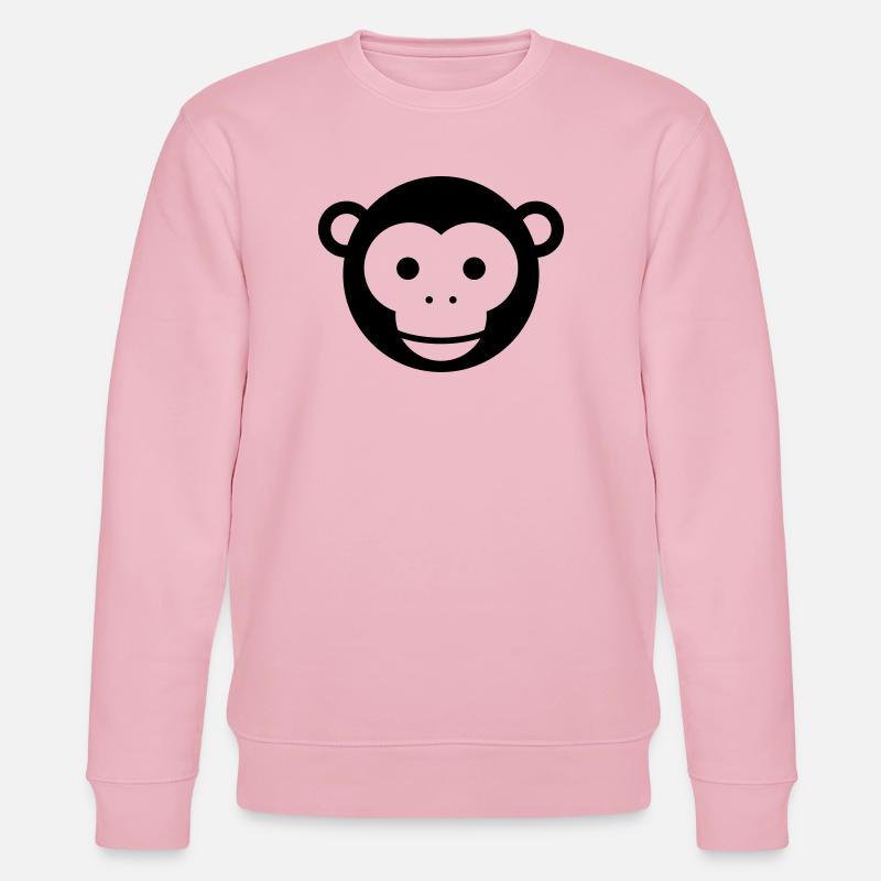 Tête de singe - Dessin animé mignon au visage de singe - Sweat bio CHANGER Stanley/Stella Unisexe - rose pâle