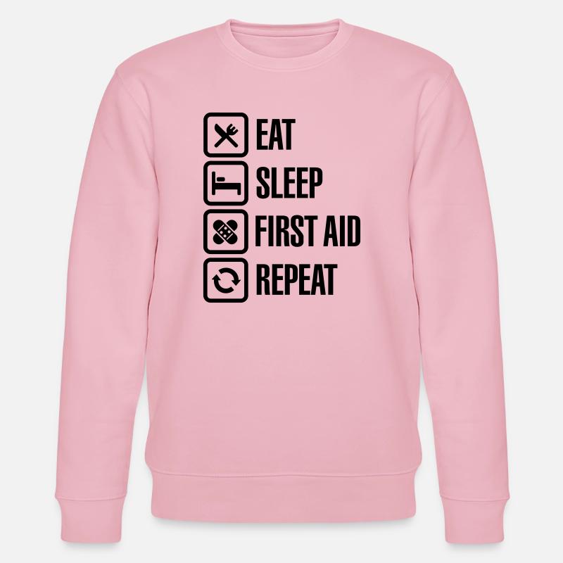 Eat Sleep First Aid Repeat - Stanley/Stella Unisex Bio-Sweatshirt CHANGER  - Hellrosa
