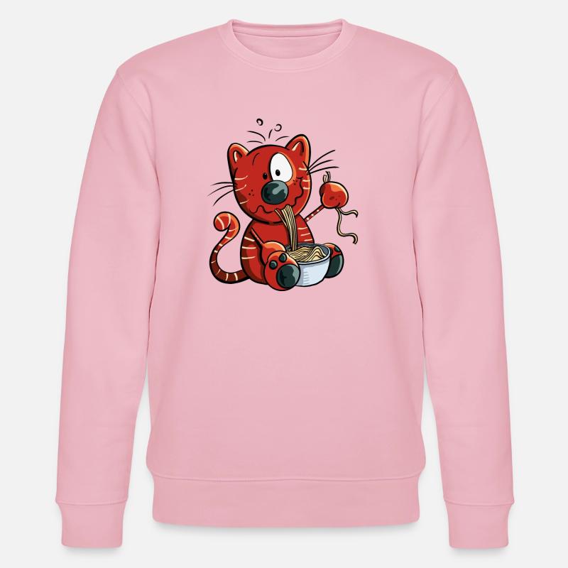 Katze genießt Spaghetti - Stanley/Stella Unisex Bio-Sweatshirt CHANGER  - Hellrosa