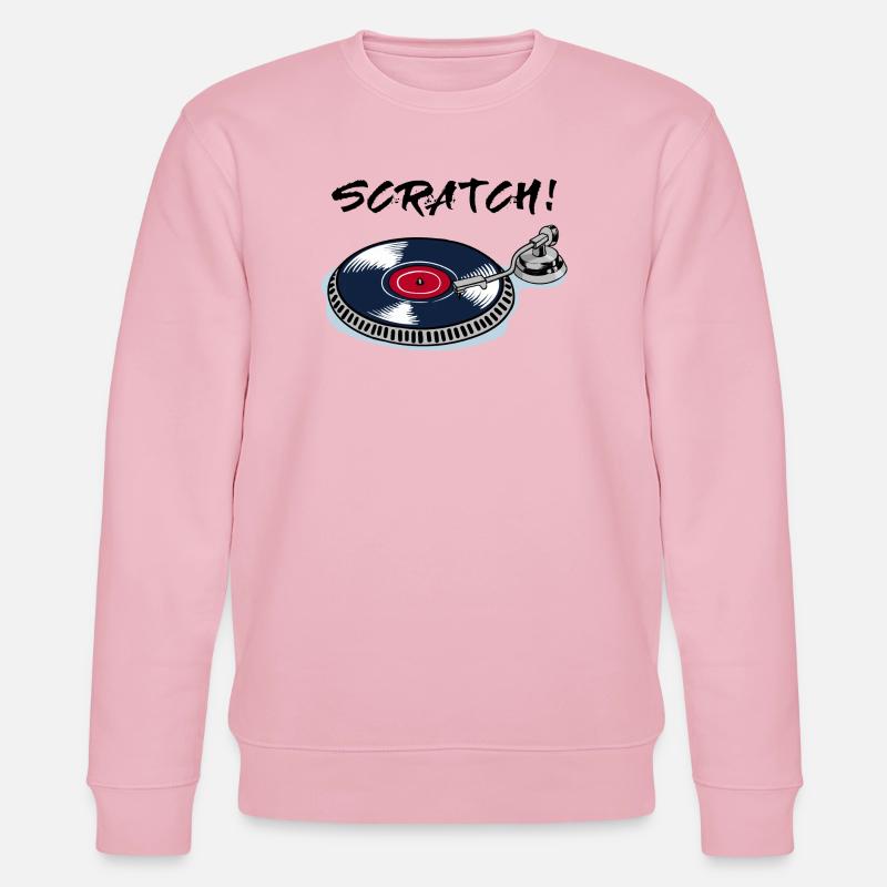Scratch turntable record player beatbox vinyl - Stanley/Stella CHANGER Unisex Organic Sweatshirt - cotton pink