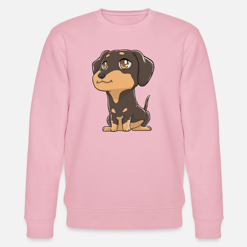 Niedlicher Dackel Kawaii - Stanley/Stella Unisex Bio-Sweatshirt CHANGER  - Hellrosa