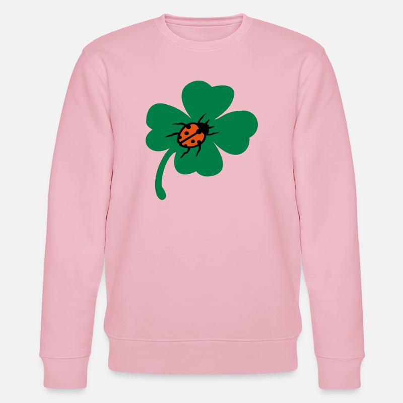 Coccinelle à feuilles de trèfle chanceuse - Sweat bio CHANGER Stanley/Stella Unisexe - rose pâle