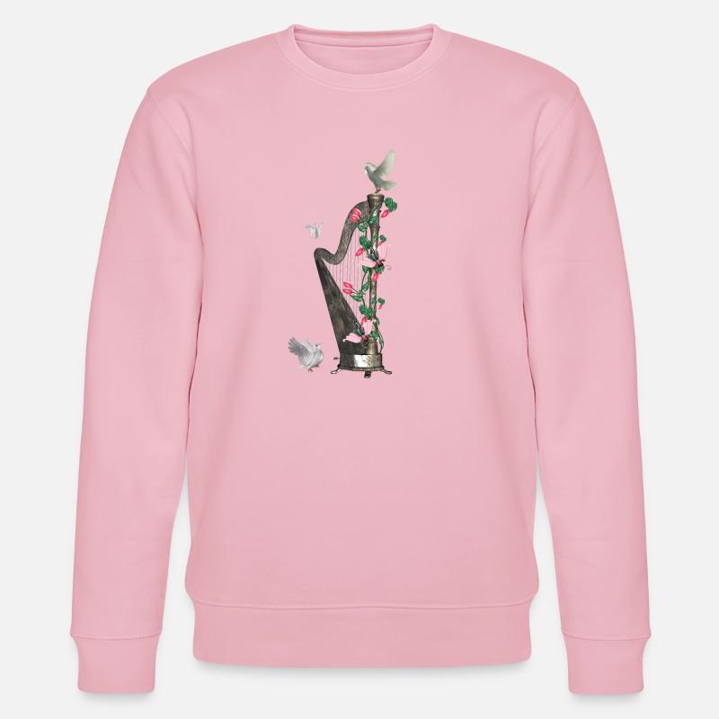Wunderbare Harfe mit Taube - Stanley/Stella Unisex Bio-Sweatshirt CHANGER  - Hellrosa