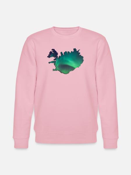 Iceland Iceland Northern Lights Topography Design - Stanley/Stella CHANGER Unisex Organic Sweatshirt - cotton pink