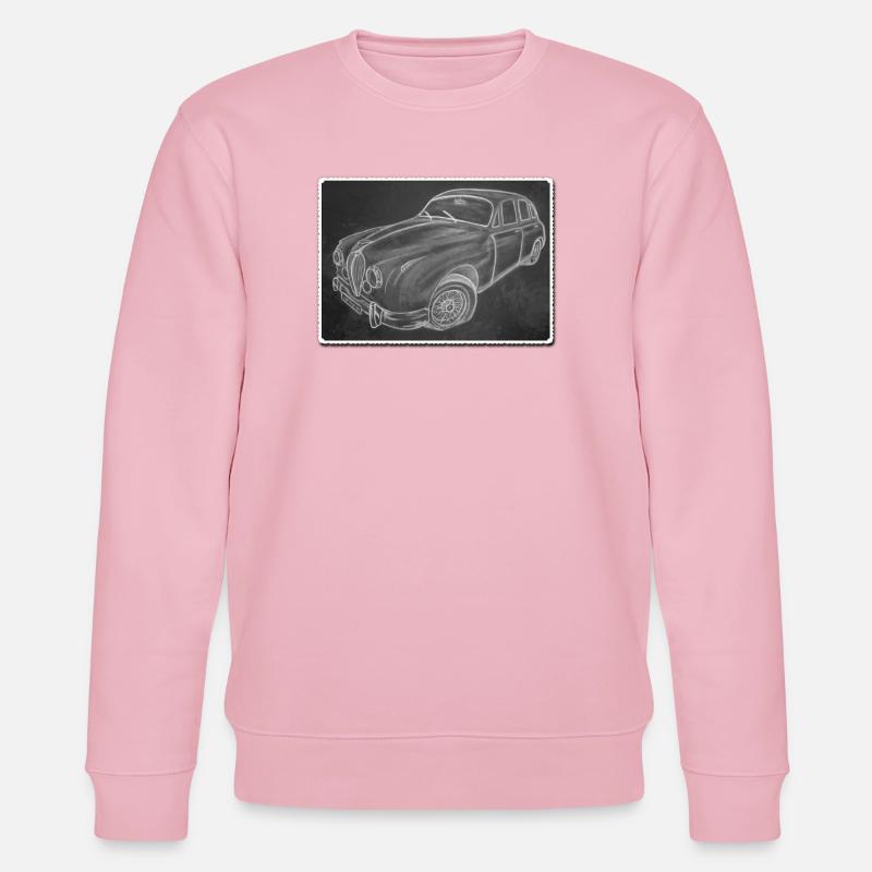 Oldtimer Jaguar - gezeichnet - Kunst auf Shirts... - Stanley/Stella Unisex Bio-Sweatshirt CHANGER  - Hellrosa