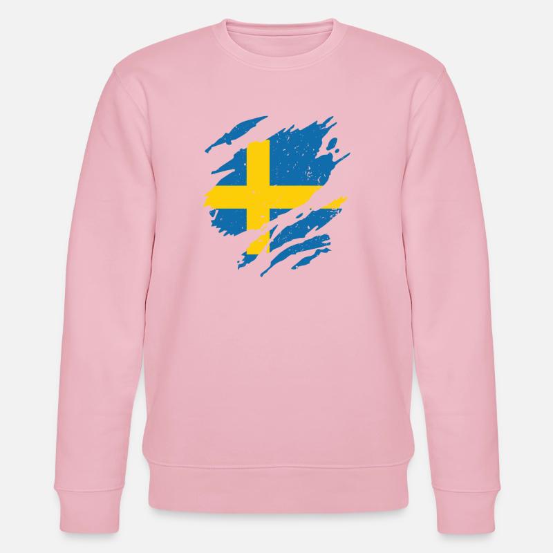 Éventail drapeau Suède Éventail Sverige - Sweat bio CHANGER Stanley/Stella Unisexe - rose pâle