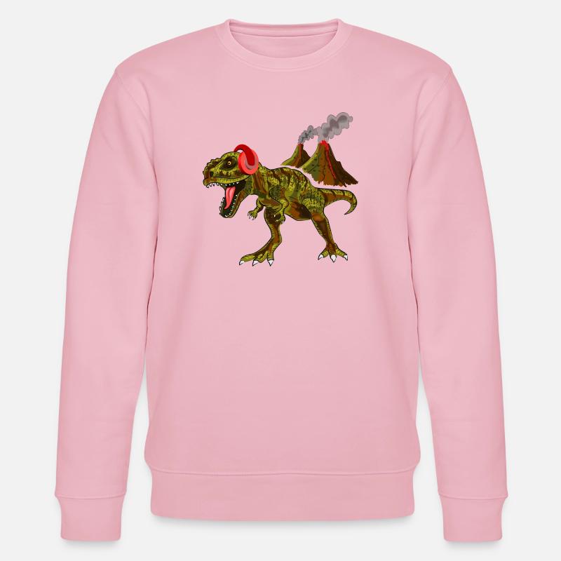 Dinosaurier mit Kopfhörern vor Vulkan - Stanley/Stella Unisex Bio-Sweatshirt CHANGER  - Hellrosa