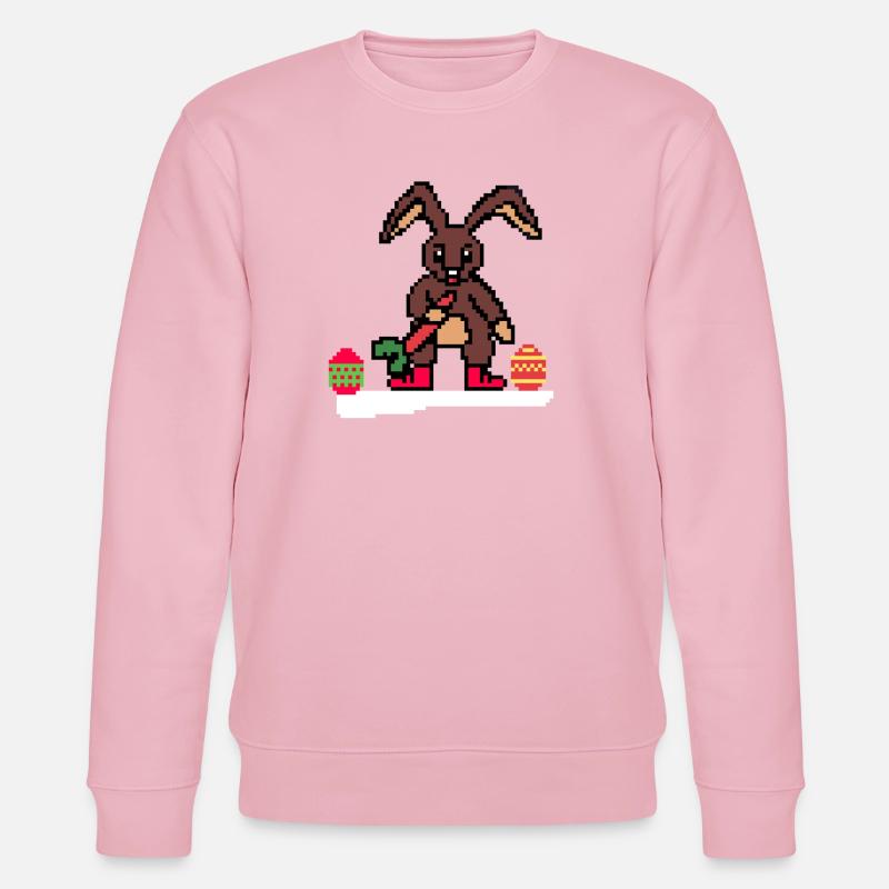 Cute Easter Bunny Pixel Art - Stanley/Stella CHANGER Unisex Organic Sweatshirt - cotton pink