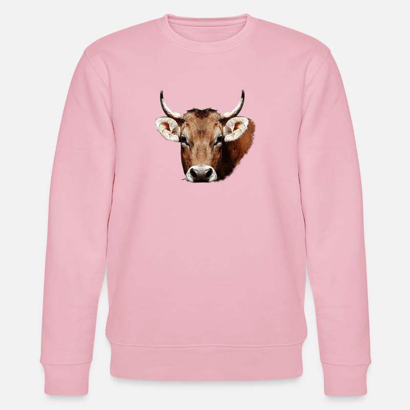 süße tierdesigns mädchen, kuh beige, rustikal - Stanley/Stella Unisex Bio-Sweatshirt CHANGER  - Hellrosa