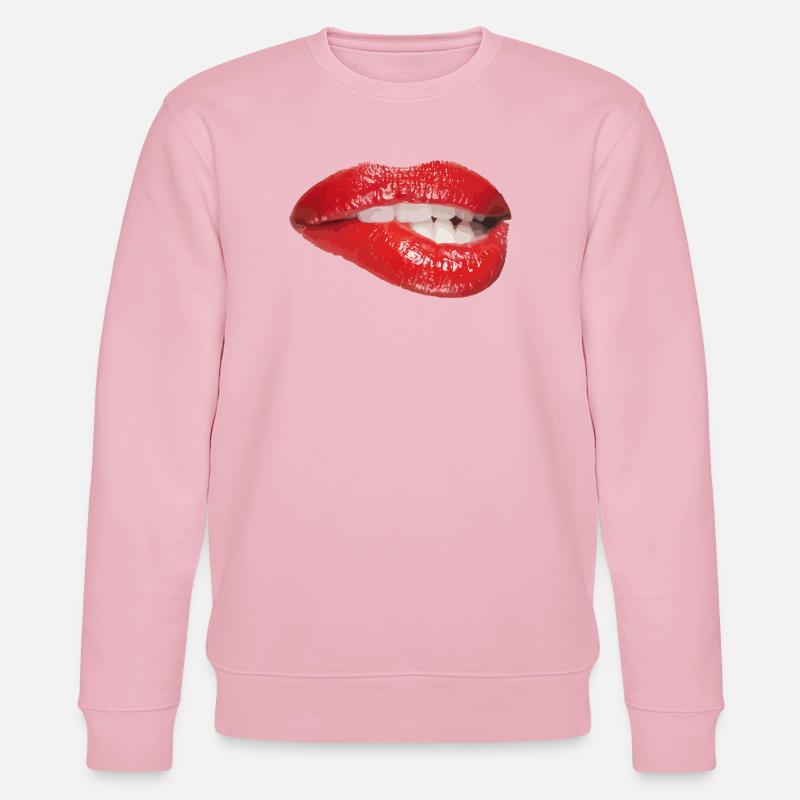 Crimson Lip Bite Pop Art - Stanley/Stella Unisex Bio-Sweatshirt CHANGER  - Hellrosa