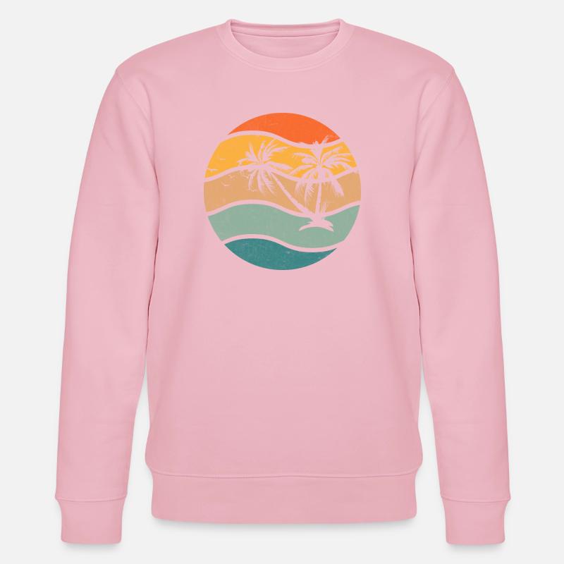 Coucher Palmier Rétro Circulaire - Sweat bio CHANGER Stanley/Stella Unisexe - rose pâle