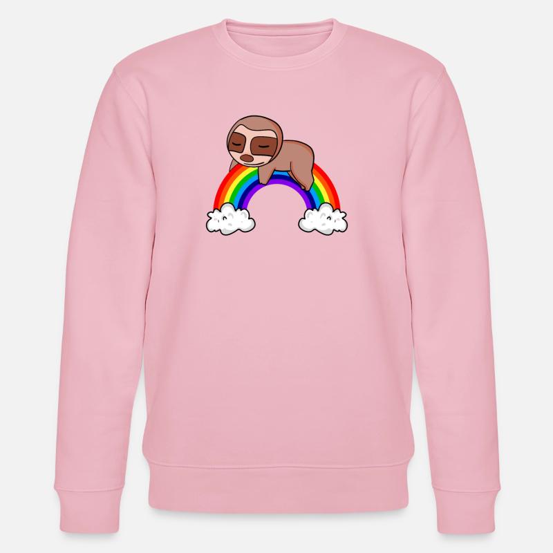 Rainbow Sloth - Stanley/Stella CHANGER Unisex Organic Sweatshirt - cotton pink
