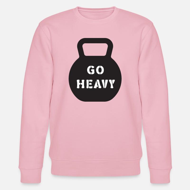 Go Heavy Kettlebell Krafttrainings-Tee - Stanley/Stella Unisex Bio-Sweatshirt CHANGER  - Hellrosa