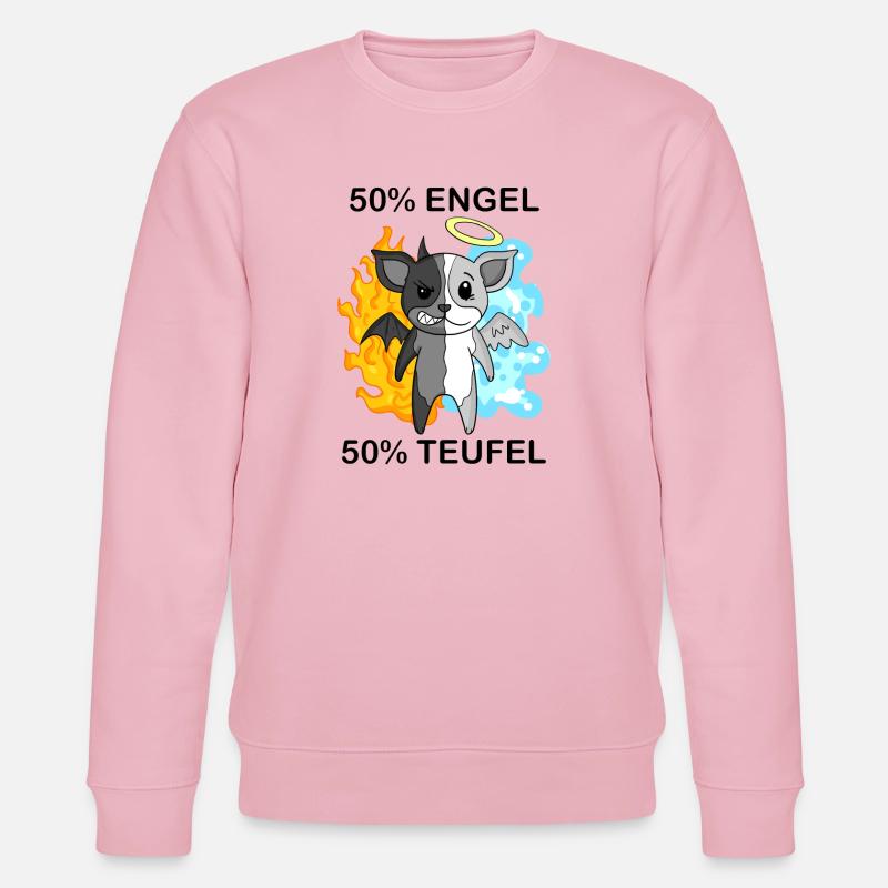 Hund Terrier - Engel und Teufel - Stanley/Stella Unisex Bio-Sweatshirt CHANGER - Hellrosa