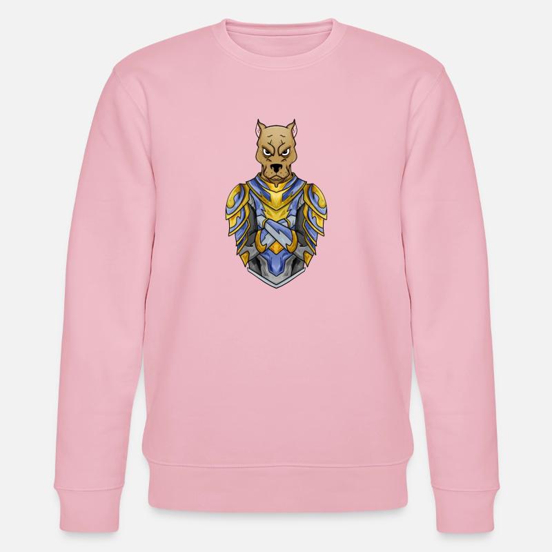Chien chevalier en armure médiévale - Sweat bio CHANGER Stanley/Stella Unisexe - rose pâle