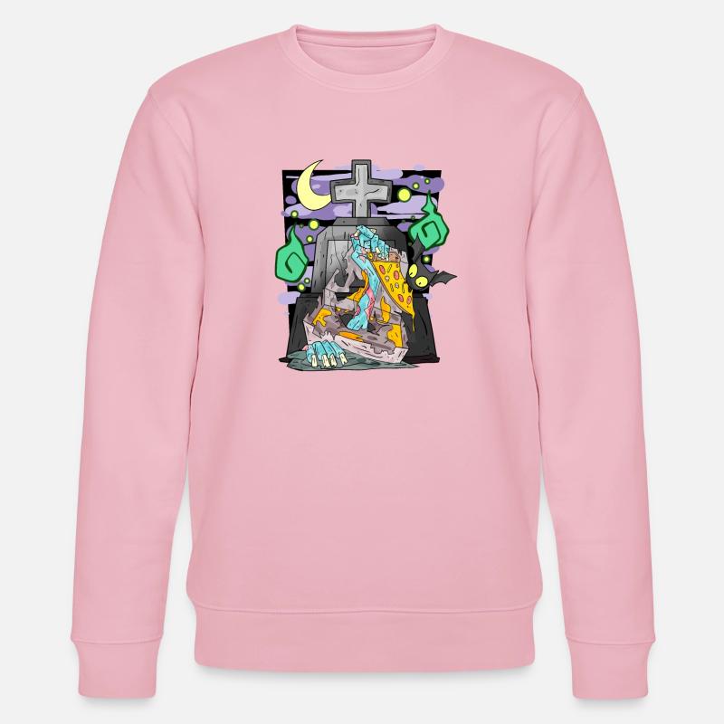 Zombie Grabstein Pizza lustig - Stanley/Stella Unisex Bio-Sweatshirt CHANGER - Hellrosa