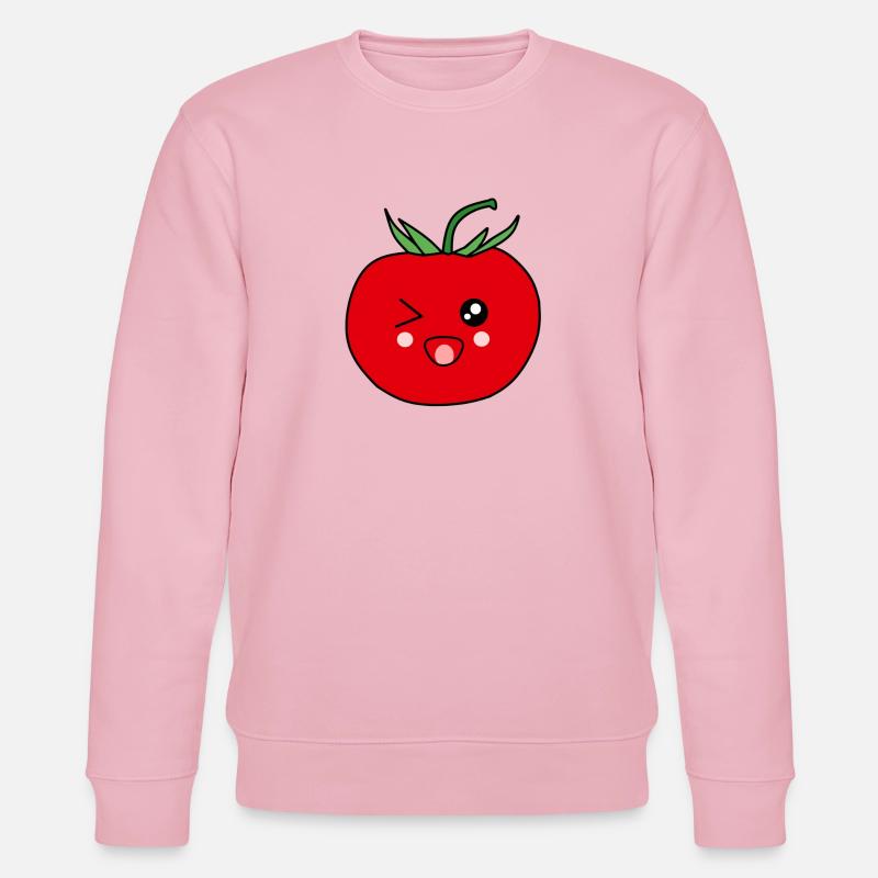 lustige Tomate mit fröhlichem Gesicht - Stanley/Stella Unisex Bio-Sweatshirt CHANGER  - Hellrosa