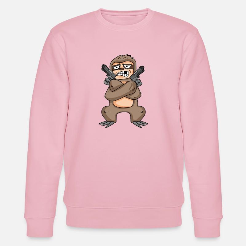 Faultier mit Pistole - Stanley/Stella Unisex Bio-Sweatshirt CHANGER  - Hellrosa