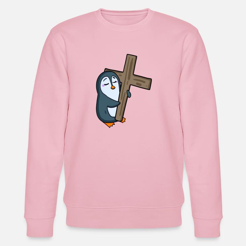Pinguin mit Kreuz - Stanley/Stella Unisex Bio-Sweatshirt CHANGER  - Hellrosa