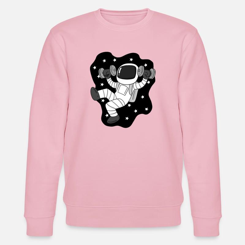 Astronaut with dumbbells in space - Stanley/Stella CHANGER Unisex Organic Sweatshirt - cotton pink