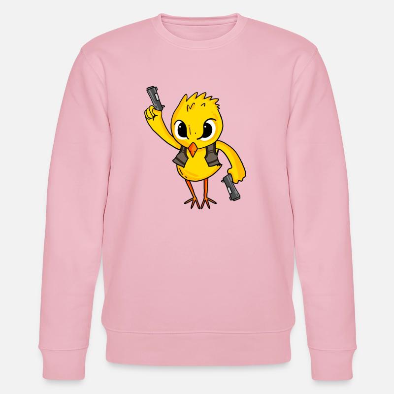 Küken mit Pistole - Stanley/Stella Unisex Bio-Sweatshirt CHANGER  - Hellrosa