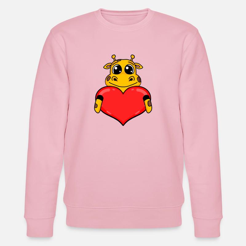 Giraffe mit Herz - Liebe Romantisch - Stanley/Stella Unisex Bio-Sweatshirt CHANGER  - Hellrosa