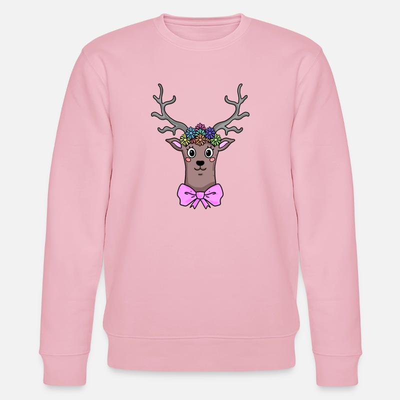 Reh Hirsch Illustration Geschenk - Stanley/Stella Unisex Bio-Sweatshirt CHANGER  - Hellrosa