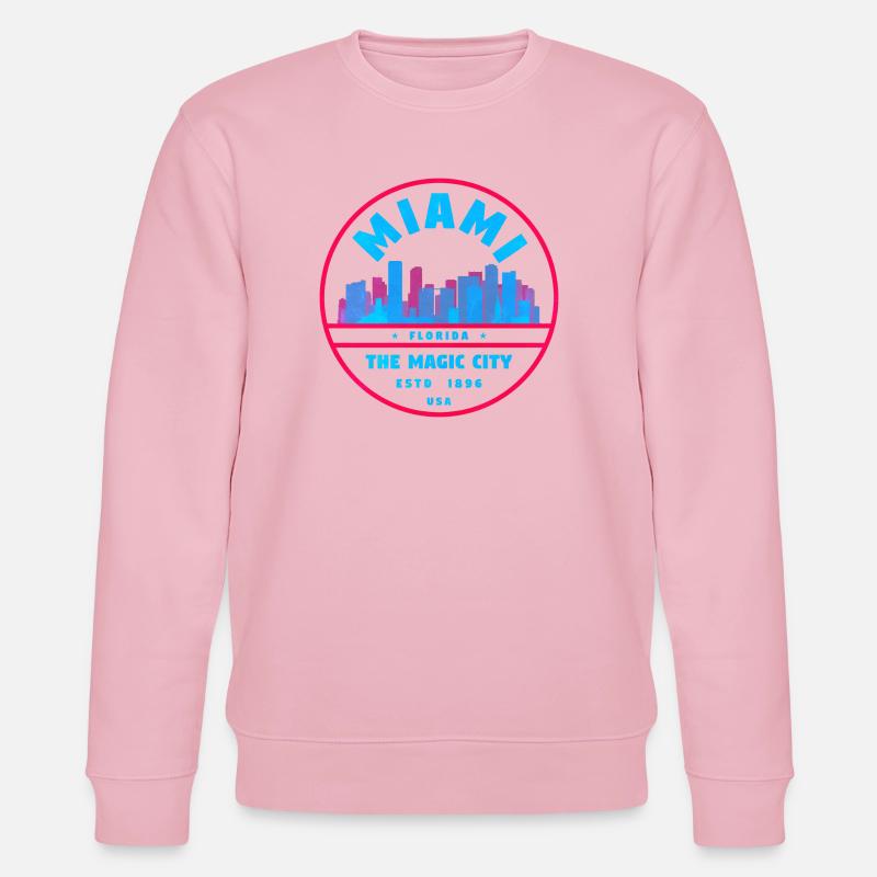 Miami Skyline Neon-Stempel - Stanley/Stella Unisex Bio-Sweatshirt CHANGER  - Hellrosa