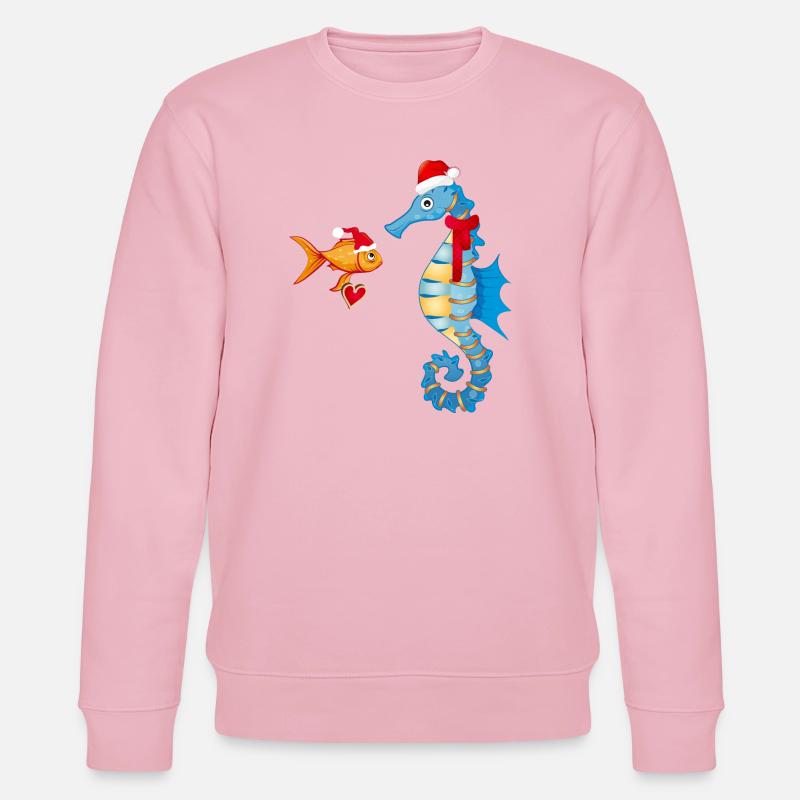 Fisch und Seepferdchen in Weihnachtsstimmung - Stanley/Stella Unisex Bio-Sweatshirt CHANGER  - Hellrosa