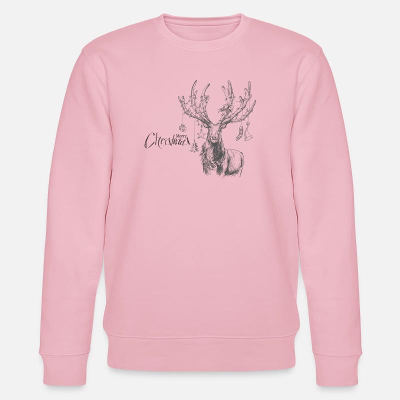 Weihnachtlicher Hirsch mit Geschenken - Stanley/Stella Unisex Bio-Sweatshirt CHANGER - Hellrosa