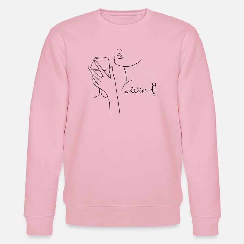 Linienkunst Weinglas Silhouette - Stanley/Stella Unisex Bio-Sweatshirt CHANGER  - Hellrosa